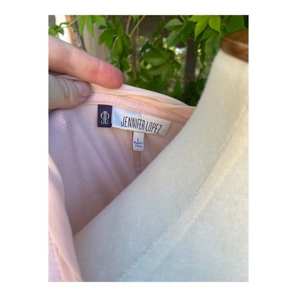 Jennifer Lopez Pink Scoop Neck Tee Shirt Animal Print Stripe Sz L - Picture 7 of 8